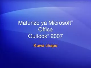 mafunzo ya microsoft office outlook 2007