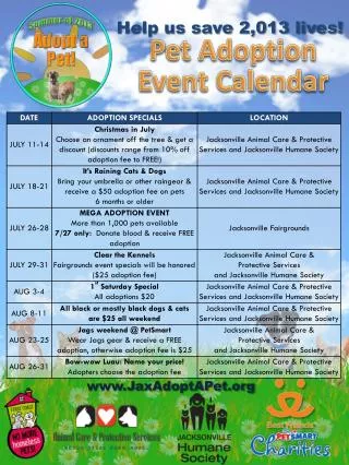 Pet Adoption Event Calendar