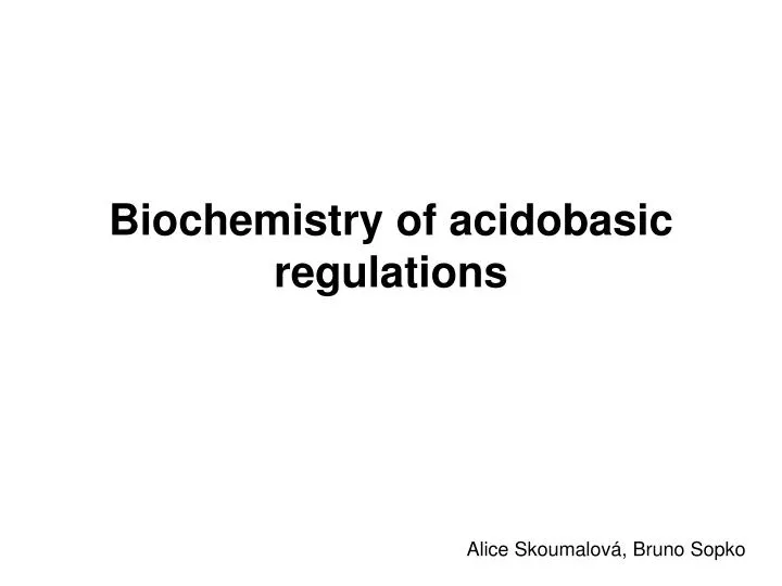 biochemistry of acidobasic regulations