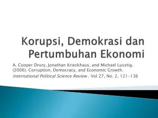Korupsi , Demokrasi dan Pertumbuhan Ekonomi