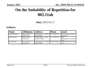 On the Suitability of Repetition for 802.11ah