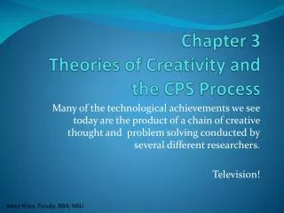 Chapter 3 Theories of Creativity and the CPS Process