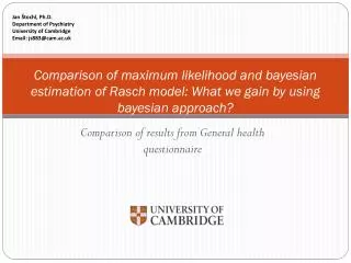 Comparison of results from General health questionnaire