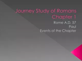 Journey Study of Romans Chapter 1