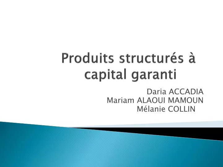 produits structur s capital garanti