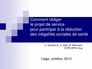 comment r diger le projet de service pour participer la r duction des in galit s sociales de sant