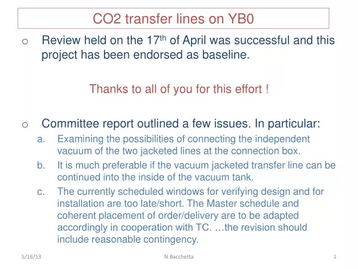 co2 transfer lines on yb0