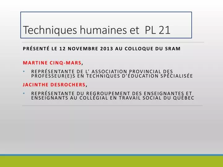 techniques humaines et pl 21