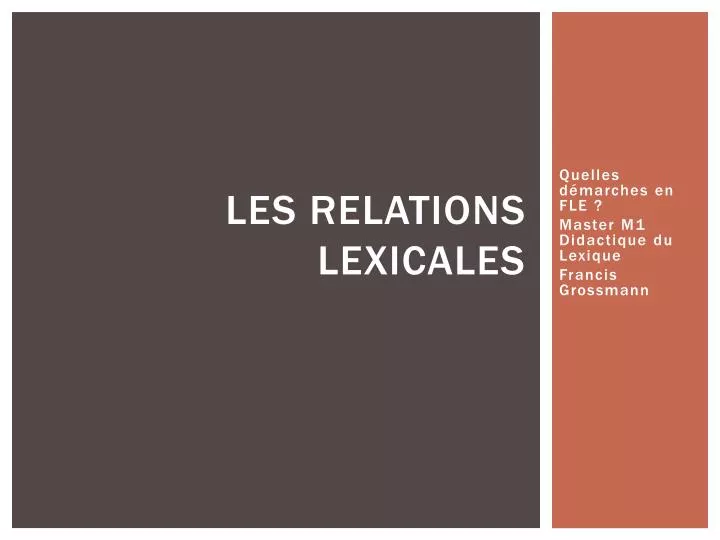 les relations lexicales
