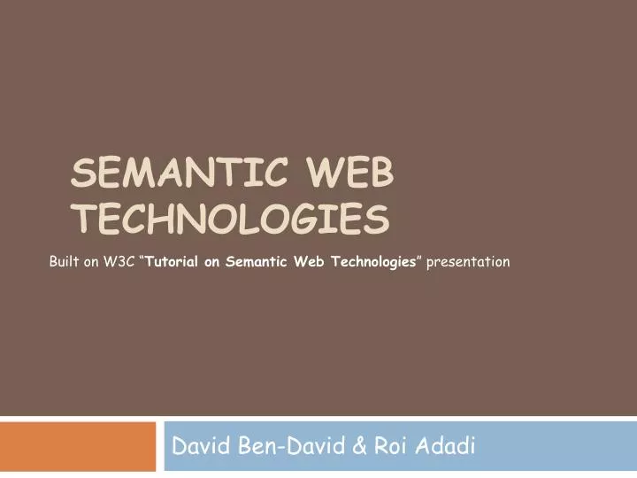 semantic web technologies