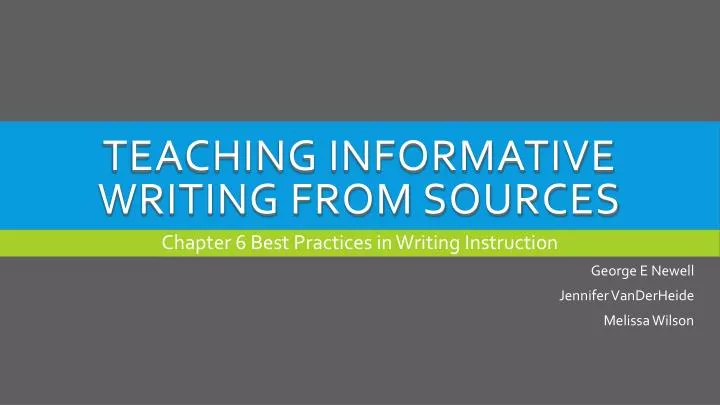teaching informative writing from sources