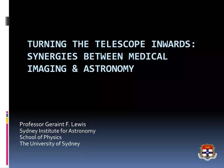 professor geraint f lewis sydney institute for astronomy school of physics the university of sydney