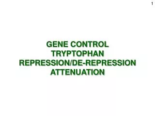 GENE CONTROL TRYPTOPHAN REPRESSION/DE-REPRESSION ATTENUATION