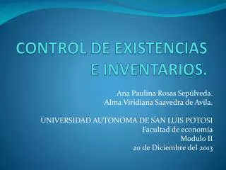control de existencias e inventarios