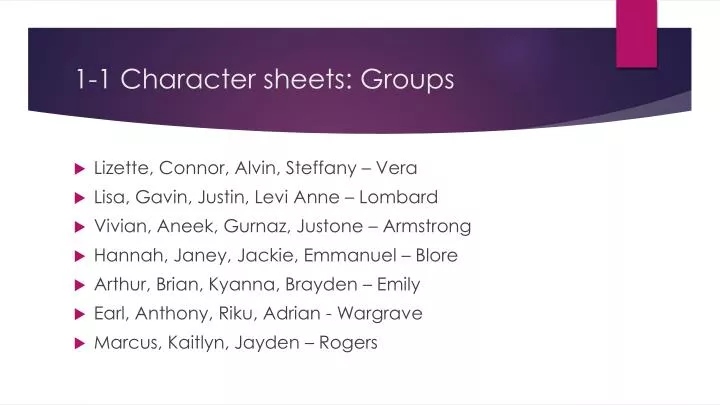 1 1 character sheets groups