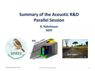 Summary of the Acoustic R&amp;D Parallel S ession