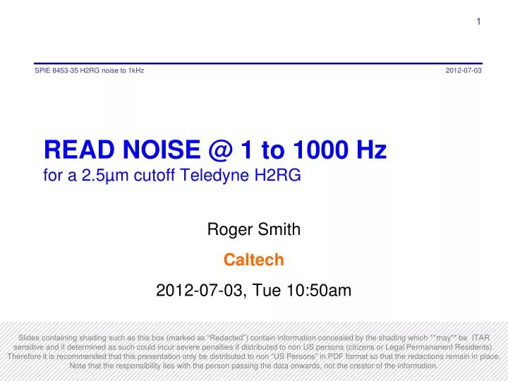 read noise @ 1 to 1000 hz for a 2 5 m cutoff teledyne h2rg