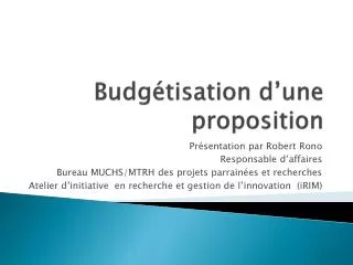 budg tis ation d une proposition