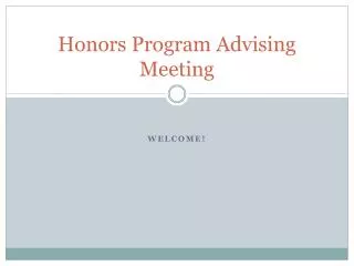 Honors Program Advising Meeting