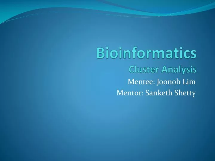 bioinformatics cluster analysis