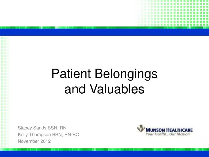 patient belongings and valuables