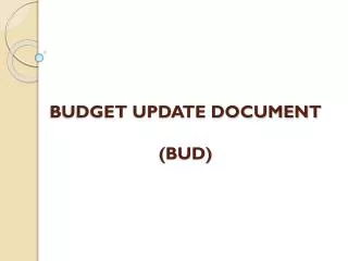 BUDGET UPDATE DOCUMENT (BUD)