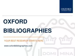 OXFORD BIBLIOGRAPHIES