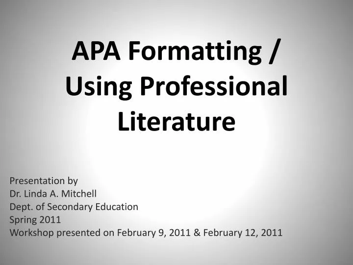 apa formatting using professional literature