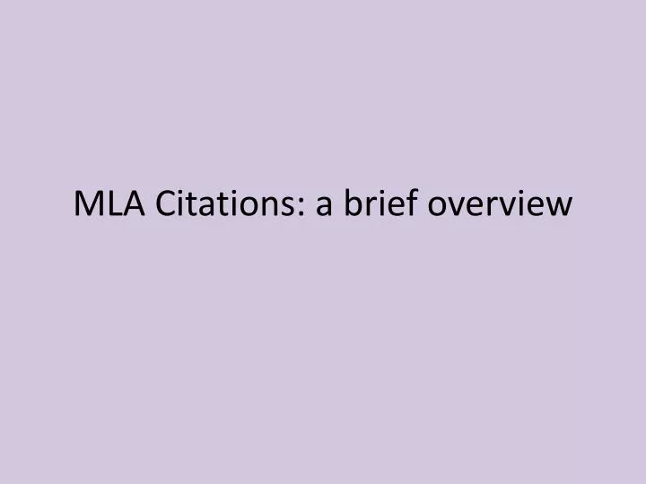 mla citations a brief overview