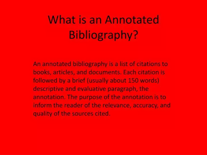 what is an annotated bibliography