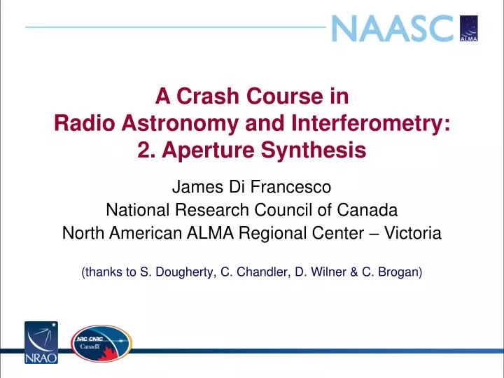 a crash course in radio astronomy and interferometry 2 aperture synthesis