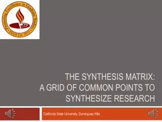 The Synthesis Matrix: A Grid of Common Points to Synthesize Research