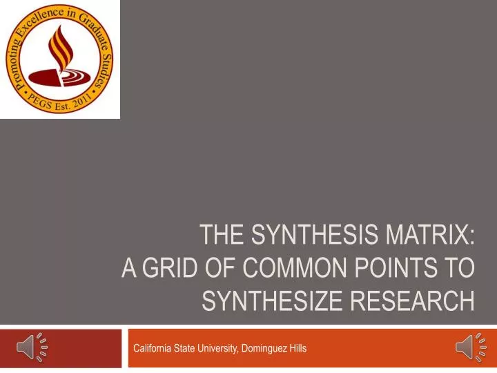 the synthesis matrix a grid of common points to synthesize research