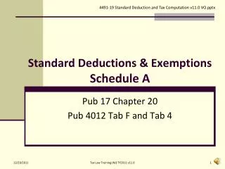 Standard Deductions &amp; Exemptions Schedule A