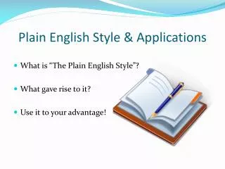 Plain English Style &amp; Applications