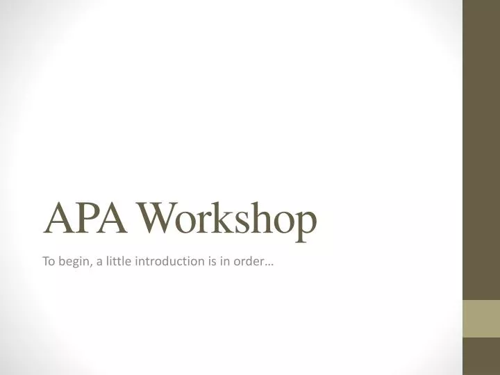 apa workshop