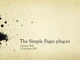 The Simple Pages plug-in