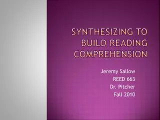 Synthesizing to Build Reading Comprehension