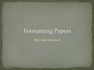 Formatting Papers