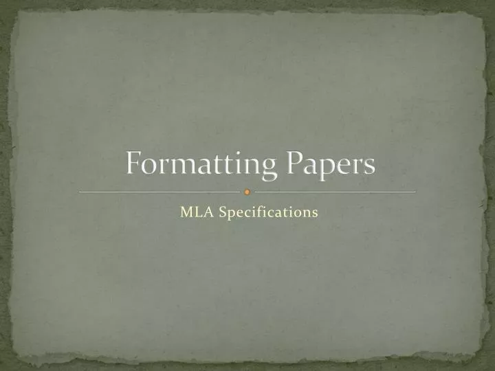 formatting papers
