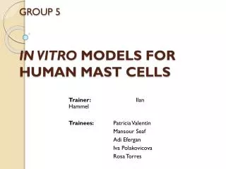 GROUP 5 IN VITRO MODELS FOR HUMAN MAST CELLS
