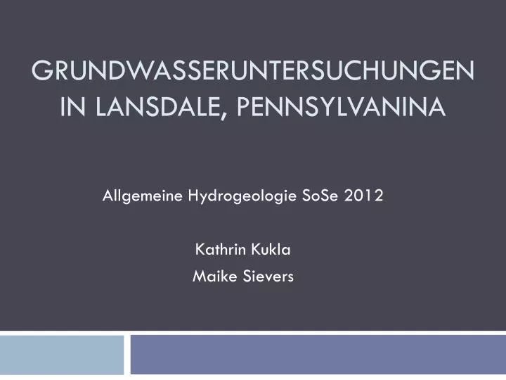 grundwasseruntersuchungen in lansdale pennsylvanina