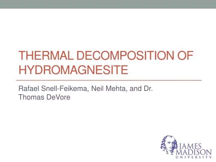 thermal decomposition of h ydromagnesite