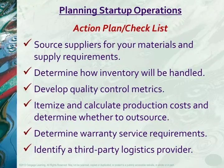 planning startup operations action plan check list