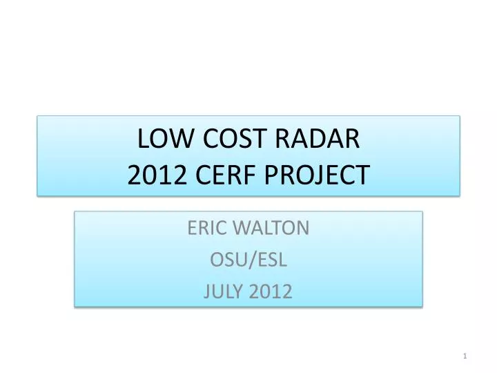 low cost radar 2012 cerf project