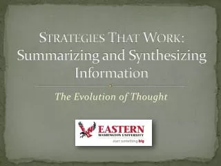 Strategies That Work: Summarizing and Synthesizing Information