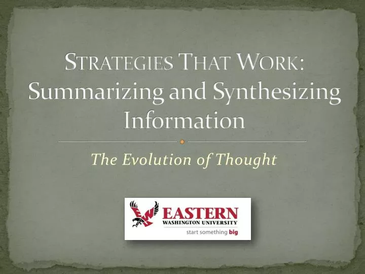 strategies that work summarizing and synthesizing information