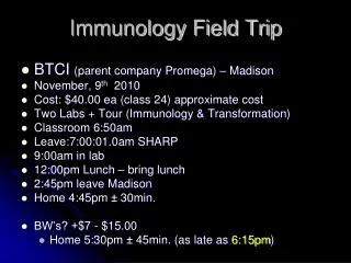 Immunology Field Trip