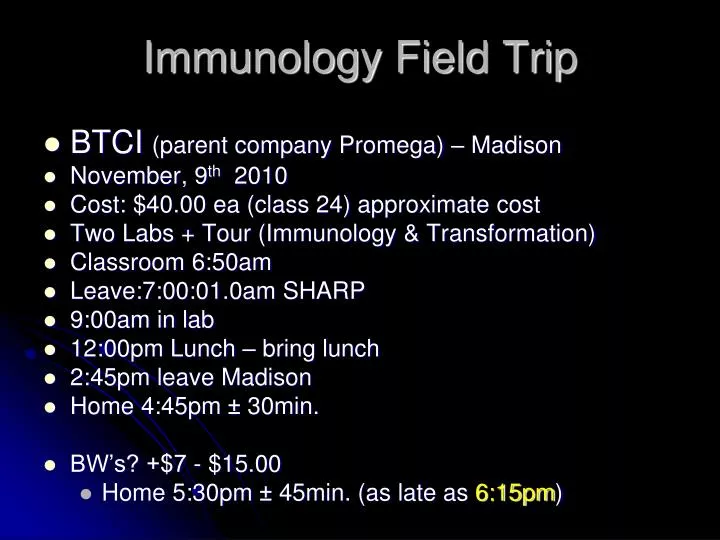 immunology field trip