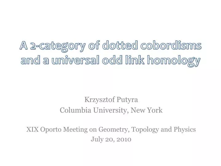 a 2 category of dotted cobordisms and a universal odd link homology